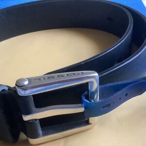 Fossil Men's Black Full Grain Cowhide Leather Belt with Silver Buckle-Size 40